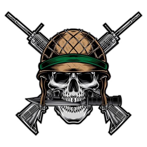 Premium Vector Skull Army With Rifle Vector