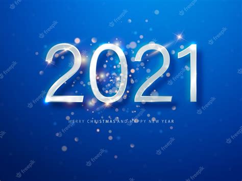 Free Vector 2021 Blue Christmas New Year Background Greeting Card