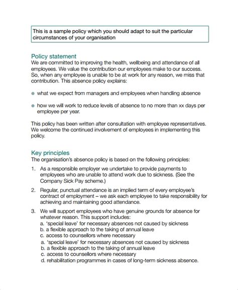 Free 8 Sample Attendance Policy Templates In Pdf