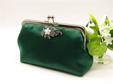 Emerald Green Satin Clutch Green Wedding Clutch Mother Of Etsy Uk