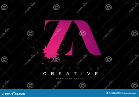 Za Z A Letter Logo Design With Black Ink Watercolor Splash Spill Vector