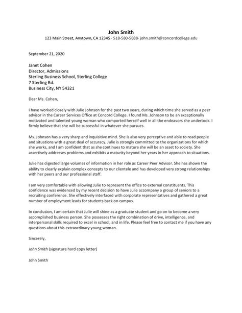 Recommendation Letter Sample For A Business School Student
