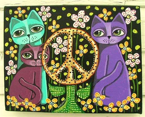 Art Peaceful Cats By Artist Cindy Bontempo Goshrin Cat Painting