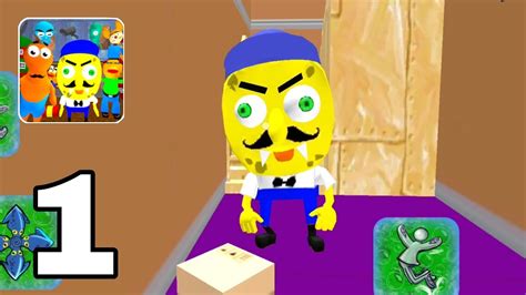 Sponge Neighbor Escape 3d New Update Gameplay Level 1 Youtube