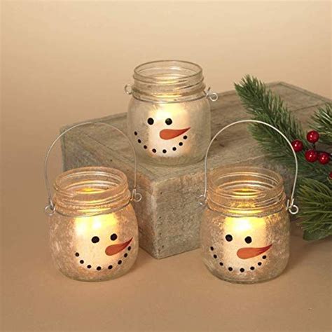 Gerson Frosted Snowman Glass Candle Holders Set Of 3 Ge