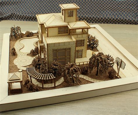 Includes all the material you need! (DIY) Do It Yourself Building (Villa, House) Scale Model Wood Kit, Sand Table Model
