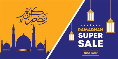 Ramadan Sale Web Banner Template Figure Mosque Silhouette And Arabic