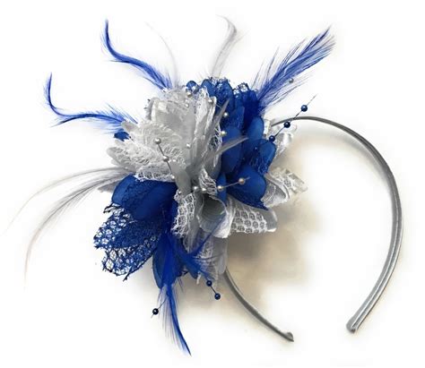caprilite royal blue and green wedding swirl fascinator headband alice band ascot races loop net
