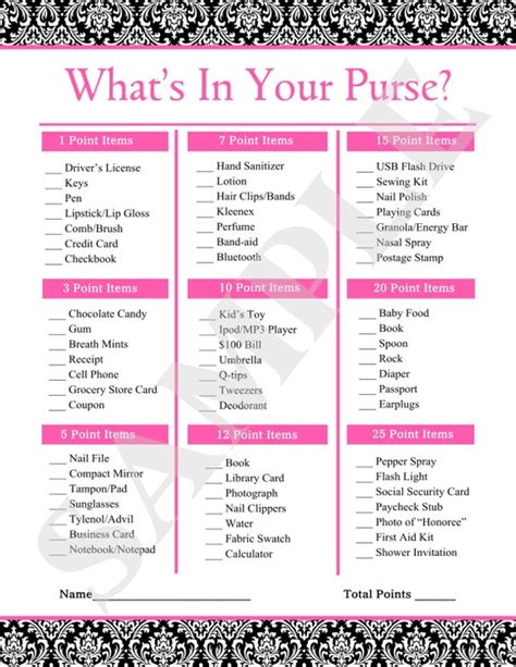 Instant Download Printable Whats In Your Purse By Jessica91582