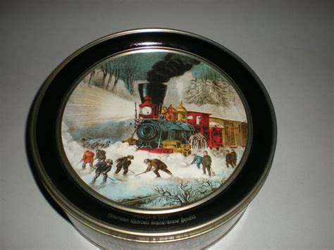 Schwans Limited Holiday Ed1996 Currier And Ives 10 Dia Christmas Tin