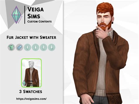 The Sims Resource Fur Jacket With Sweater