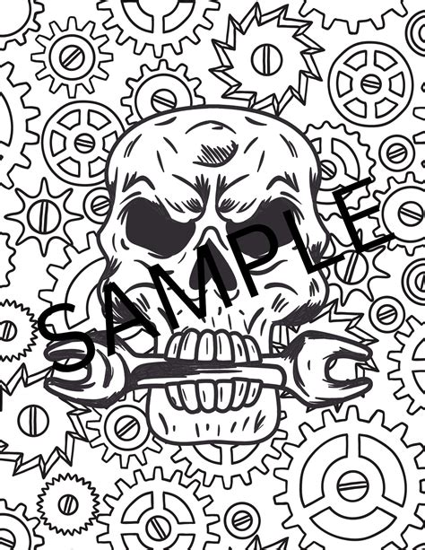 Adult Skull Coloring Pages Etsy