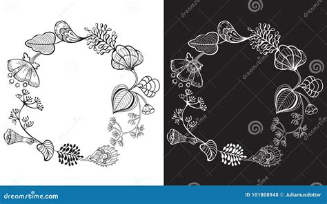 Vector Sketched Vintage Floral Border Stock Vector Illustration Of Curled Flora 101808948