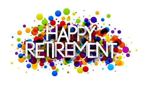 Happy Retirement Sign Over Colorful Round Dots Confetti Background