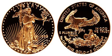 1998 W American Gold Eagle Bullion Coin Proof 5 Tenth Ounce Gold Coin