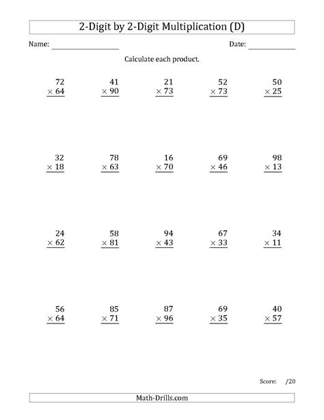 Two Digit Multiplication And Division Worksheets