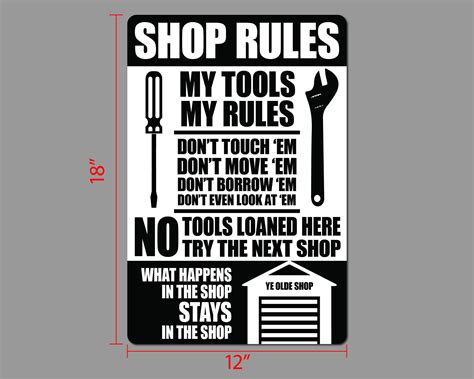 Shop Rules 12 X 18 Rounded Corner Aluminum Sign Etsy