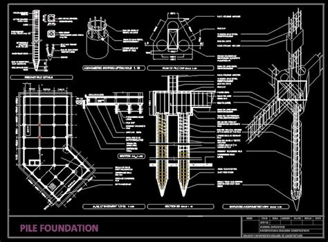 Detail Pile Foundation Dwgautocad Drawing Structural Drawing