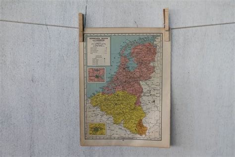 vintage 1949 map of netherlands belgium and luxemburg vintage etsy map vintage etsy vintage