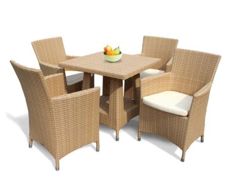 Verona 4 Seater Rattan Garden Dining Set With 80cm Square Table