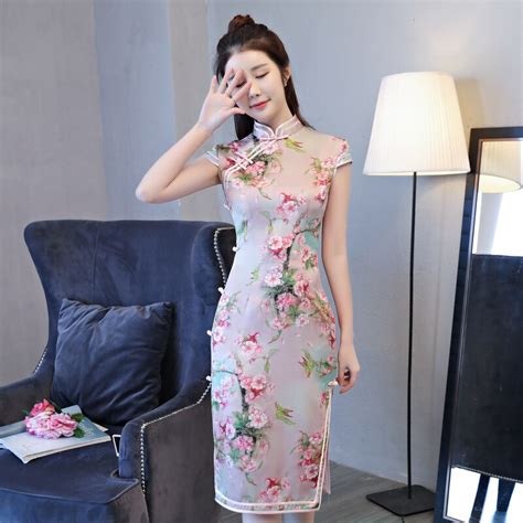 New Arrival Traditional Chinese Women Satin Dress Plus Size Xl Vintage