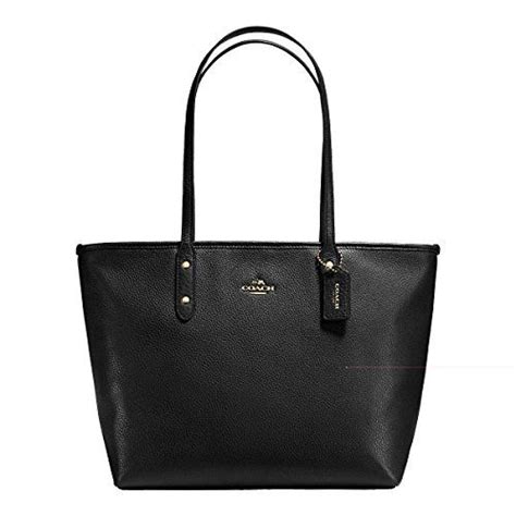 Coach Pebbled Leather City Double Handle Zip Tote Black To View