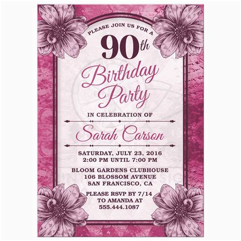 90th Birthday Card Template Printable Cards