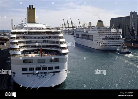 The Aurora And The Arcadia Pando Cruise Ships In Barcelona In 2002