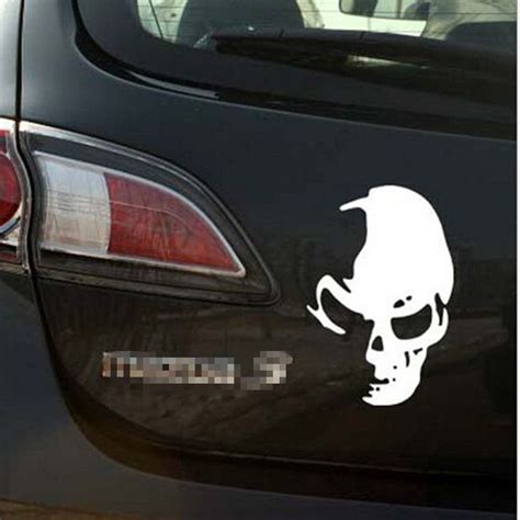 White Cool Funny Skull Car Truck Wall Vinyl Window Decal Decals Sticker