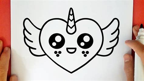 Un tuto facile de dessin licorne kawaii pour enfants et débutants ! COMMENT DESSINER UN COEUR AVEC DES AILES LICORNE KAWAII ...