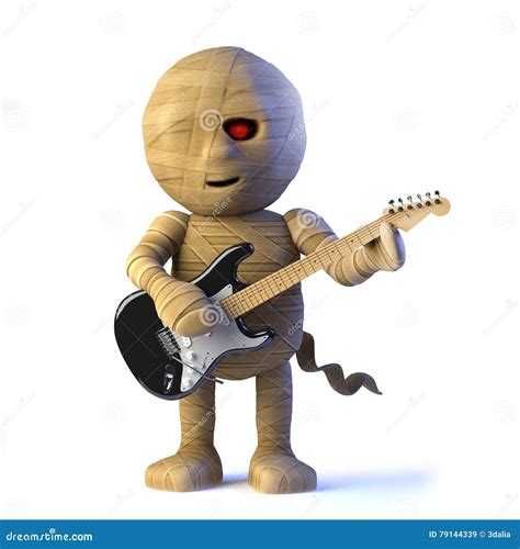 3d Egyptian Mummy Monster Plays Electric Guitar Stock Illustration