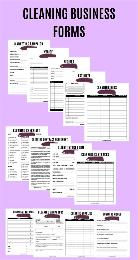 Cleaning Business Kit Cleaning Business Forms Home Etsy