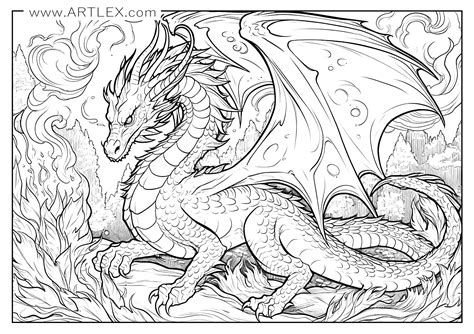 Detailed Dragon Coloring Pages Printable