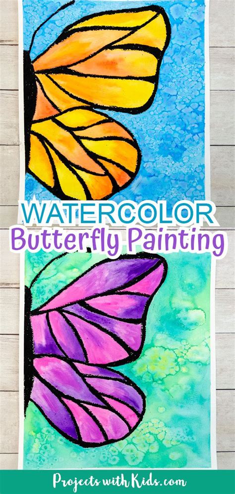 This Beautiful Watercolor Butterfly Painting Combines Oil Pastels And