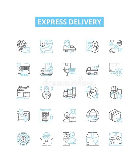 Express Delivery Vector Line Icons Set Express Delivery Rush Quick