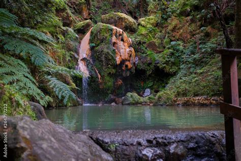 caldeira velha hot springs in azores ribeira grande são miguel island azores portugal stock