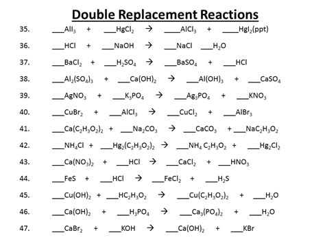 The double displacement reaction is a pretty obvious extension of single displacement. 27 Chemistry Double Replacement Reaction Worksheet ...