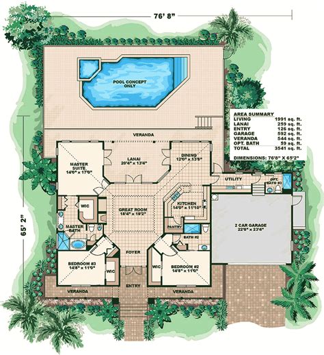 Olde Florida Style 66055gw Architectural Designs House Plans