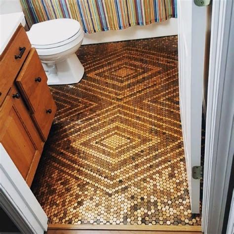 Metal penny tiles are a luxurious choice that can provide an attractive contemporary style that fits in penny round tile available at avalon flooring. Top 60 Best Penny Floor Design Ideas - Copper Coin Flooring