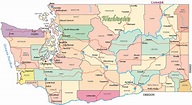 Mapa Político do Estado de Washington