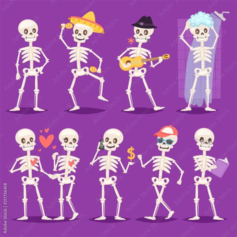 Stockvector Cartoon Skeleton Vector Bony Character Mexican Musician Or Lovely Couple With Skull