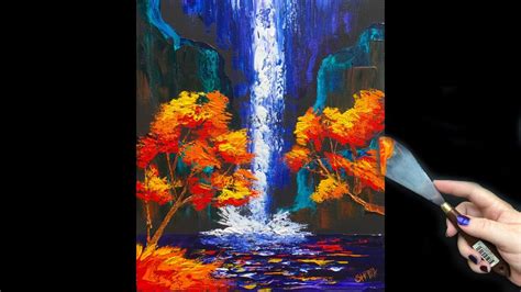 Beginner Pallet Knife Fall Waterfall Tutorial Simple