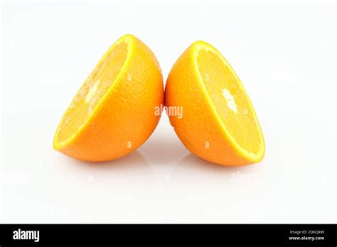 Fresh Orange Halves Isolated On White Background Fresh Sliced Orange
