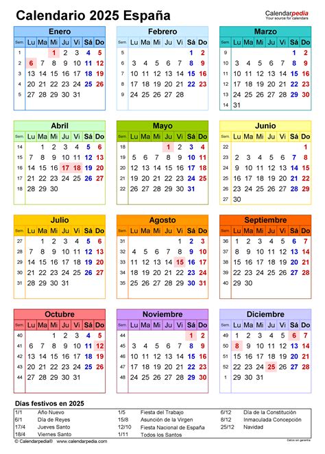 Calendario 2025 En Word Excel Y Pdf Calendarpedia