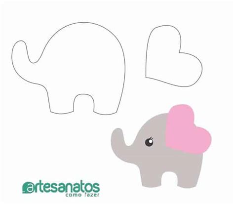 Molde De Feltro Elefante Como Fazer Artesanatos