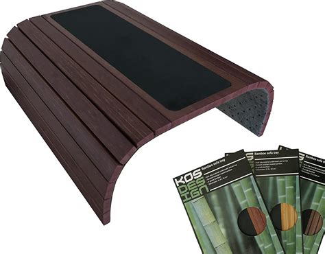 Bamboo Sofa Arm Tray Table With Anti Slip For All Armrests Dark Cherry