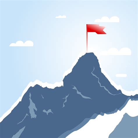 Mountain Peak With Red Flag Success Goal By 09910190 Thehungryjpeg