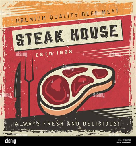 Cartel De Carne Steakhouse Cartel Con Lugar Para El Texto Restaurante