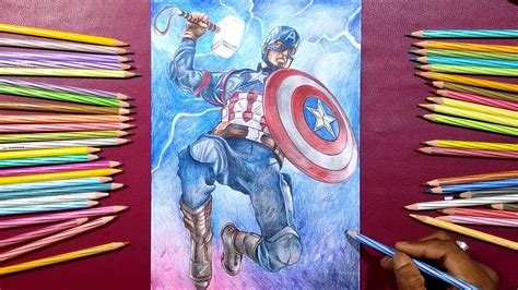 Drawing Captain America With Hammer Avengers Endgame Youtube