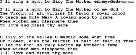 Catholic Hymns Song Ill Sing A Hymn To Mary The Mother Of My God